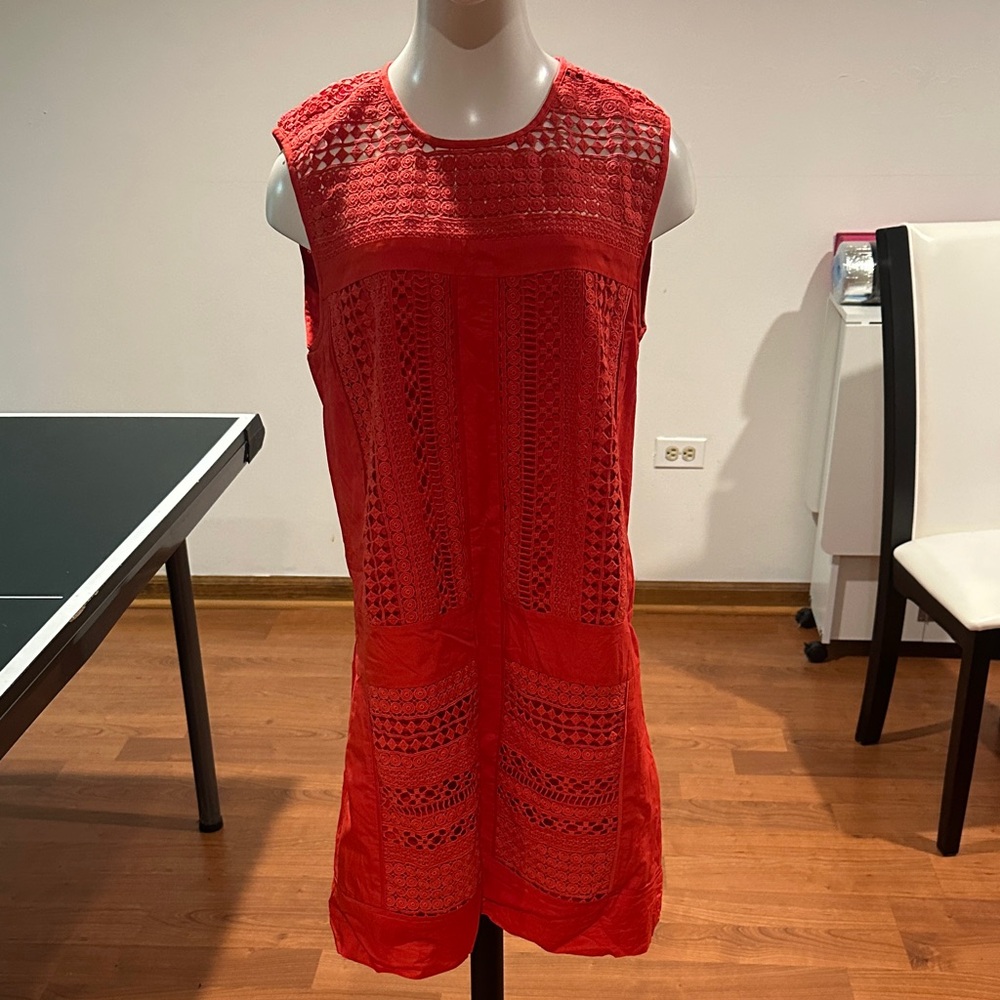 J. Crew Vibrant Red Lace Dress
